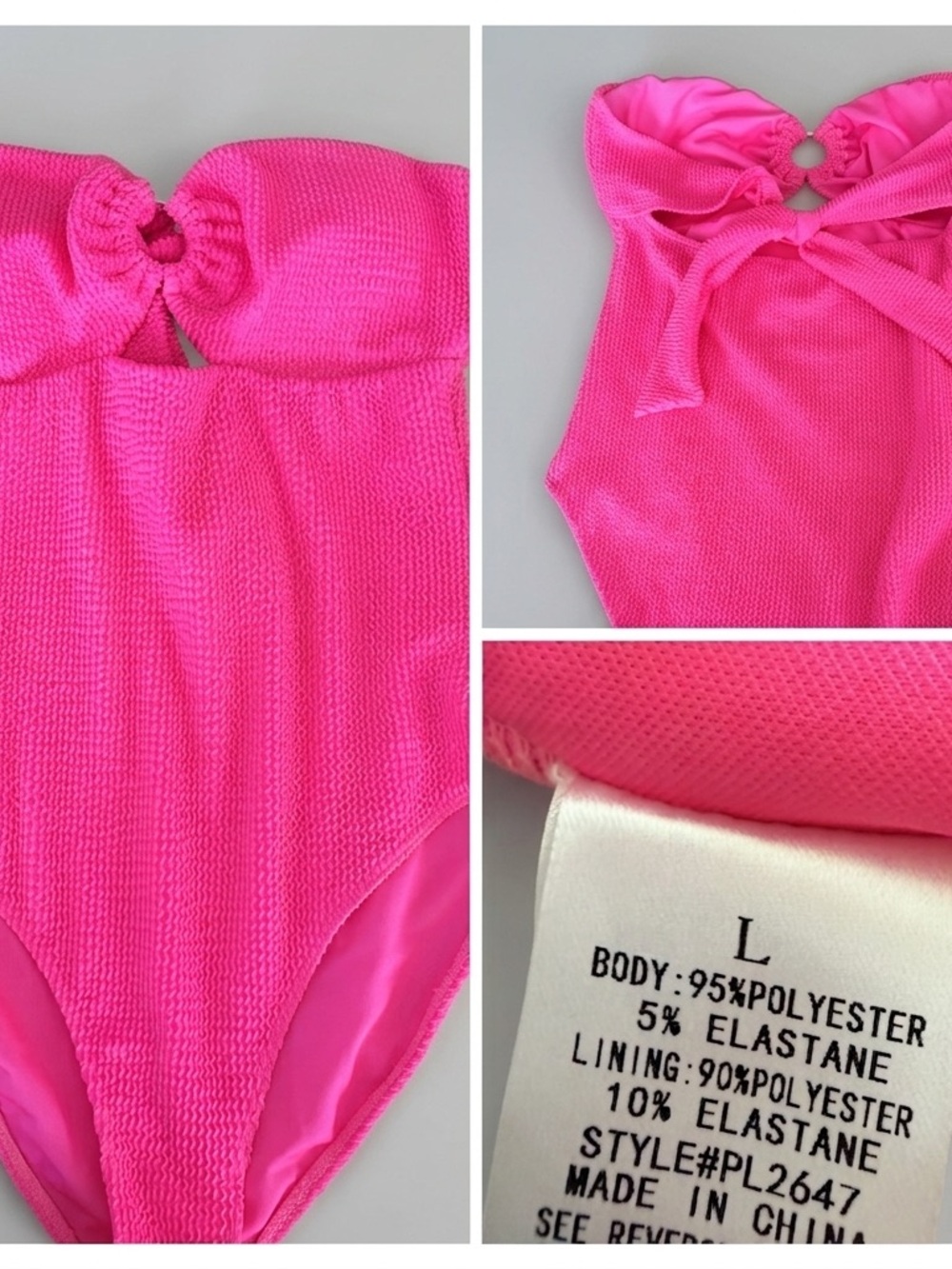 Hot Pink Textured One-Piece Swimsuit